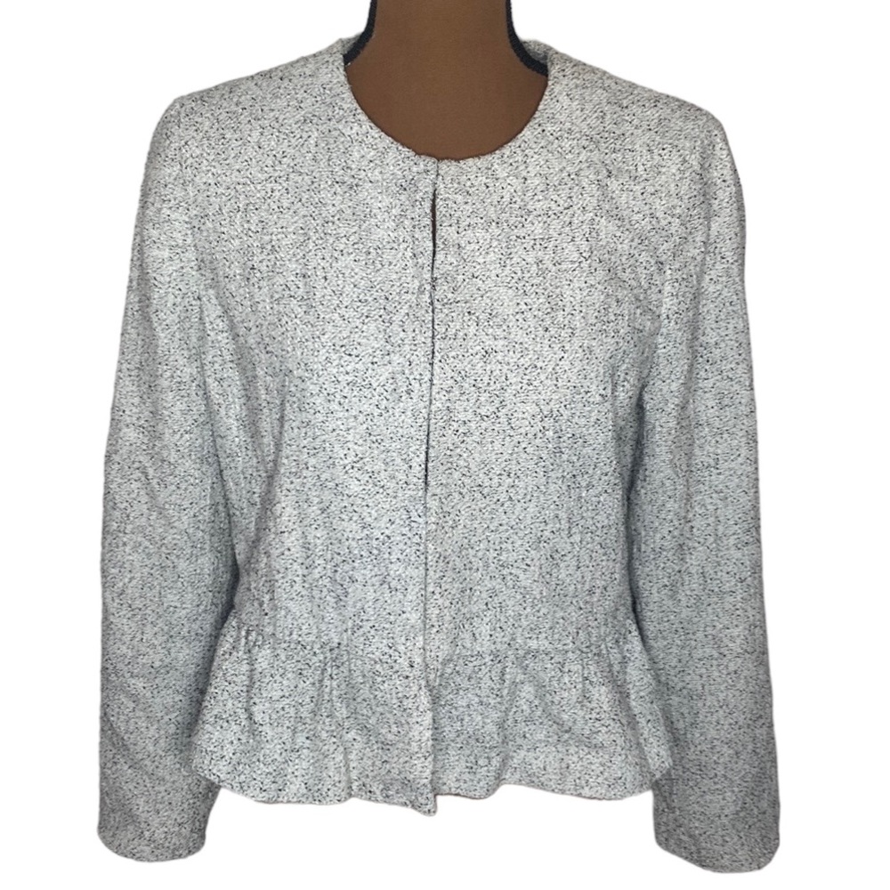 Ann Taylor Factory tweed peplum blazer hook and eye closure size 14